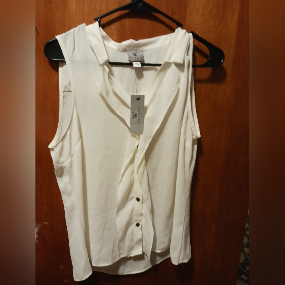 Worthington Women's Petite White Blouse Medium A-53